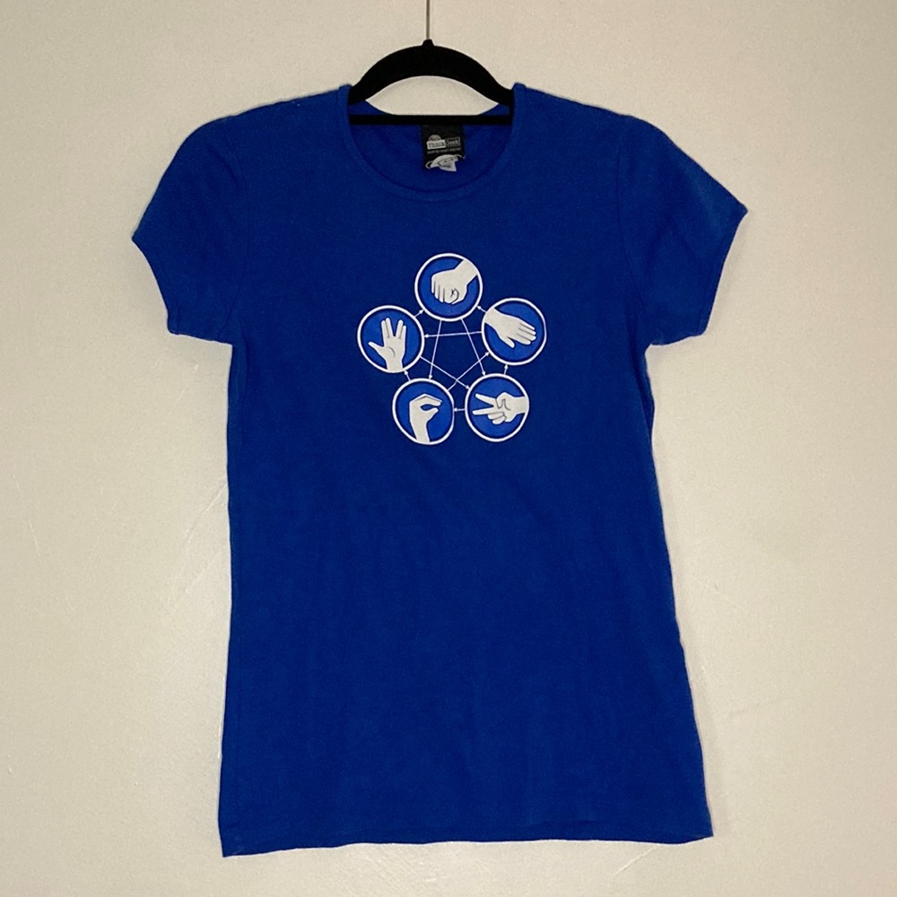 Think Geek “The Big Bang Theory” Rock, Paper, Scissors, Lizard, Spock - L Shirt